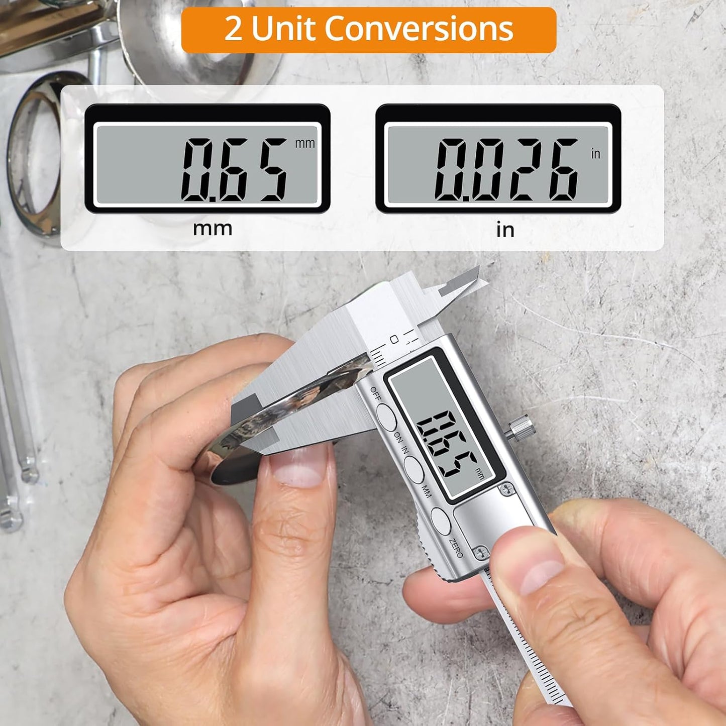 Neoteck 4 inch/100mm Digital Caliper, Stainless Steel Metal Mini Caliper | Electronic Calipers Measuring Tool with inch/mm Conversion, Large LCD Screen for Jewelry,Thickness/Dimensional Measurement