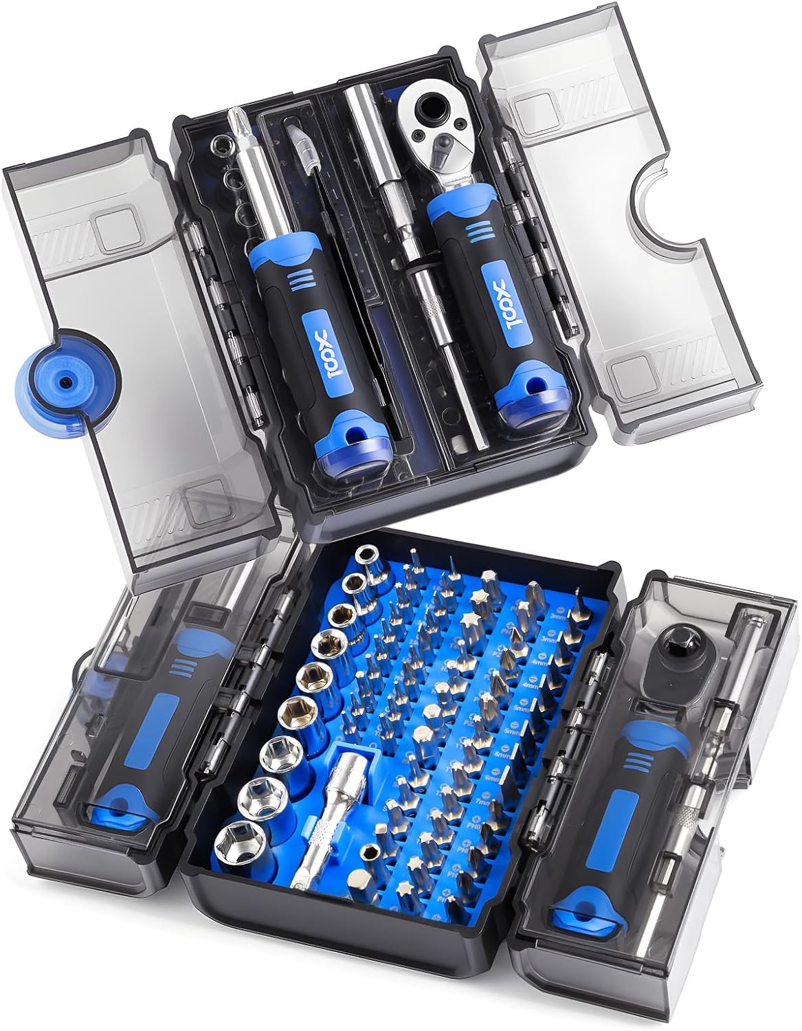 XOOL 82 in 1 Precision Screwdriver Set, Magnetic Electronics Repair Tool Kit with Flexible Shaft and Extension Rod, Compatible for PC, Laptop, iPhone, PS4, PS5, Xbox, Camera, Computer, Tablet