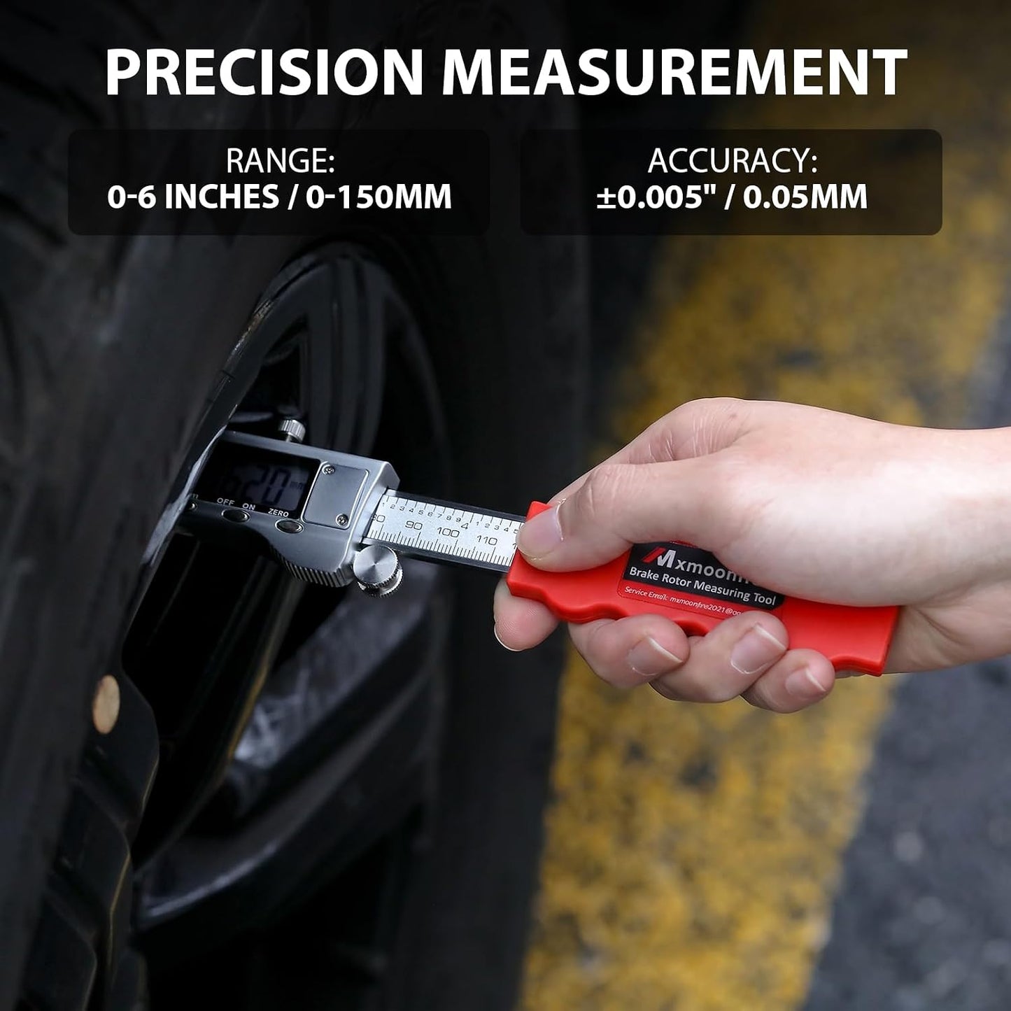 6 inch Digital Brake Disc Caliper, 0.002" High Precision | For Rotor Thickness Measurement, Stainless Steel, Easy One Hand Operation, Clear Readout, Case And Battery Included