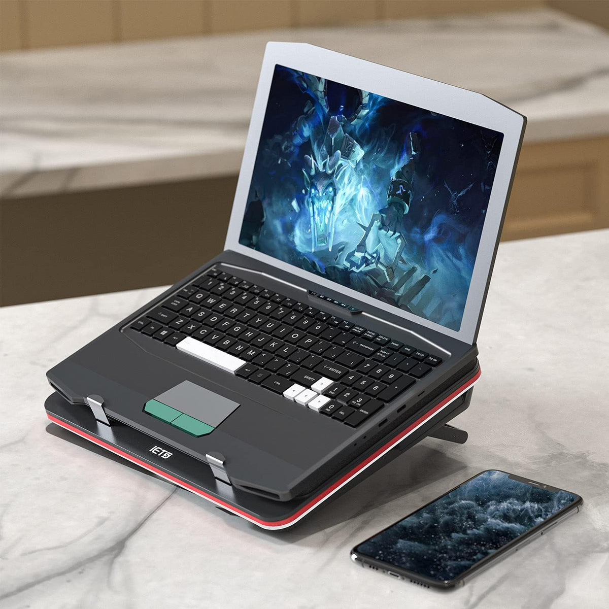 IETS GT500 Powerful Turbo-Fan (4200 RPM) Laptop Cooling Pad with Infinitely Variable Speed,Seal Foam for Rapid Cooling Gaming Laptop,Dust Filter for Protect Laptop,13-17.3inch Laptop Cooler