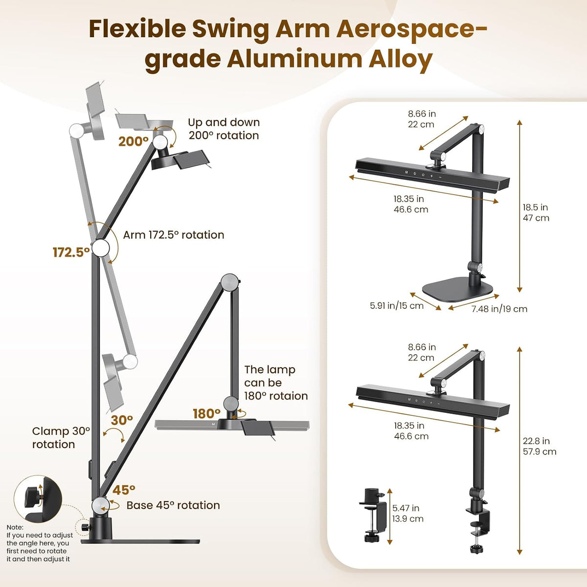 LIONVISON Desk Lamps for Home Office: Dimmable Eye-Caring LED Desk Light
