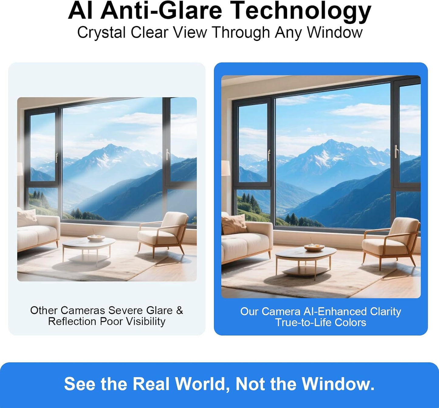2K Wireless Window Camera with 45-Day Battery, 2.4/5G WiFi, 6s Pre-Roll | 100% Wireless: No Wires, No Outlets, No Drilling. 4MP Color Night Vision & Anti-Glare. Magnetic Mount for Rentals & Homes