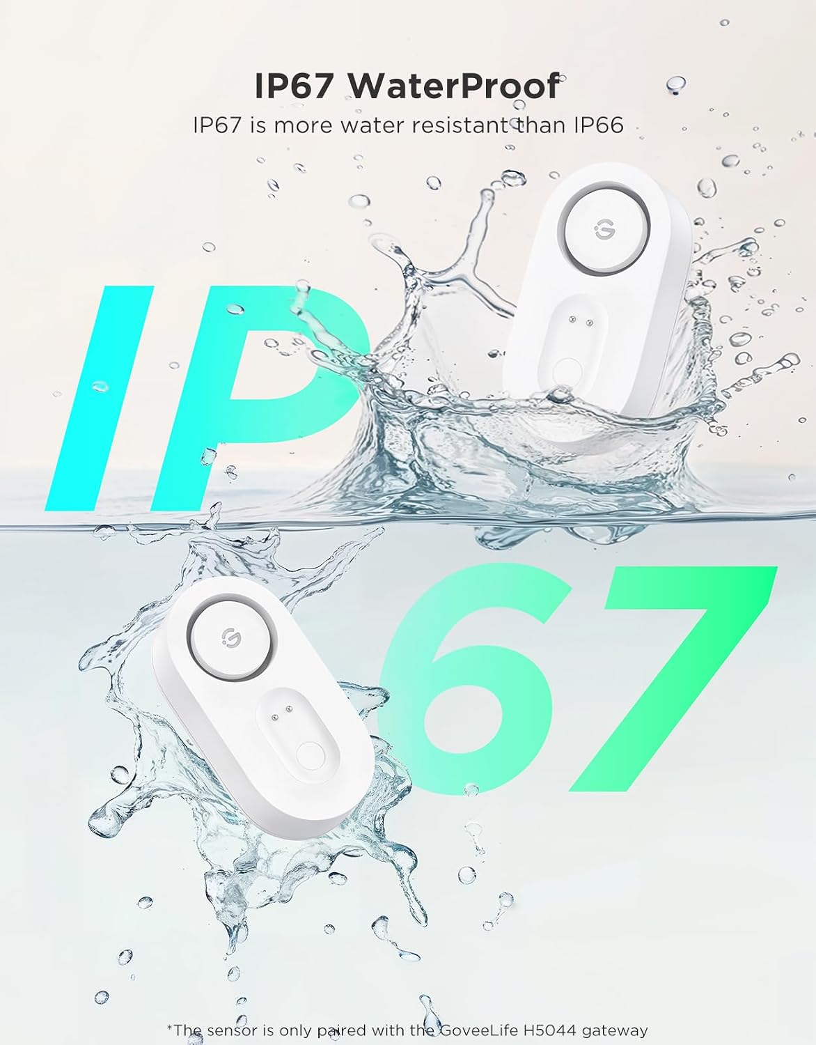 GoveeLife Upgraded Water Leak Detector with 105dB Adjustable Alarm, 1 Pack | Dual probes detect leaks, 5Yr Battery Life, IP67, Suit for Home, Basement, and Kitchen, Cannot Connect to WiFi Directly