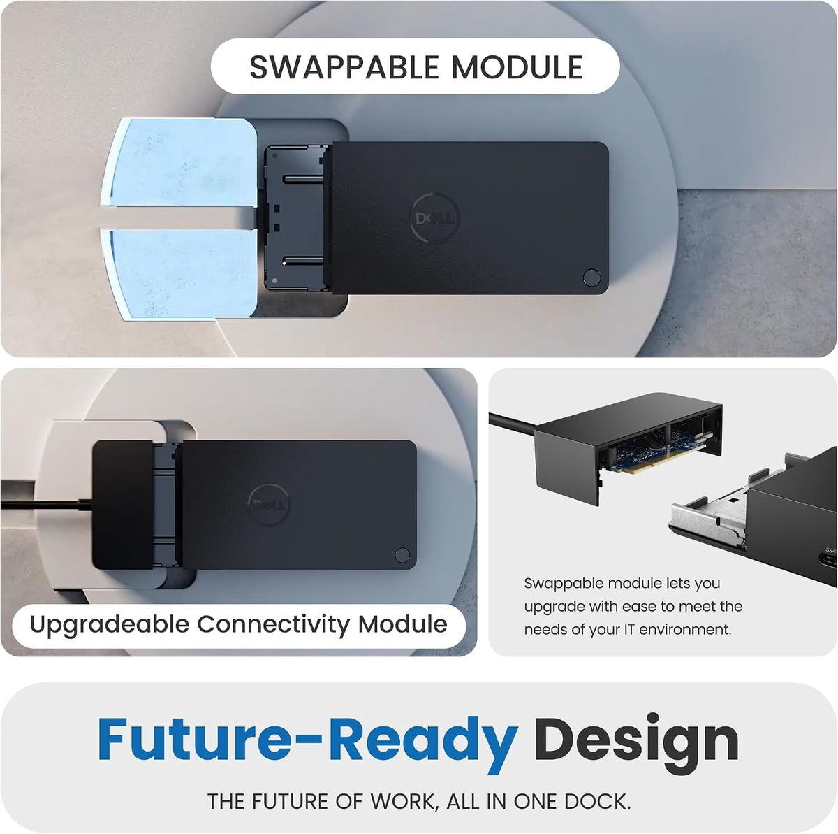 WD19DCS Dell Dual USB-C Dock Bundle, Dual Monitors, 240W Power Adapter, with TT Cables Each 2m, DisplayPort, HDMI, USB4-C, Ethernet & 3-Year Warranty