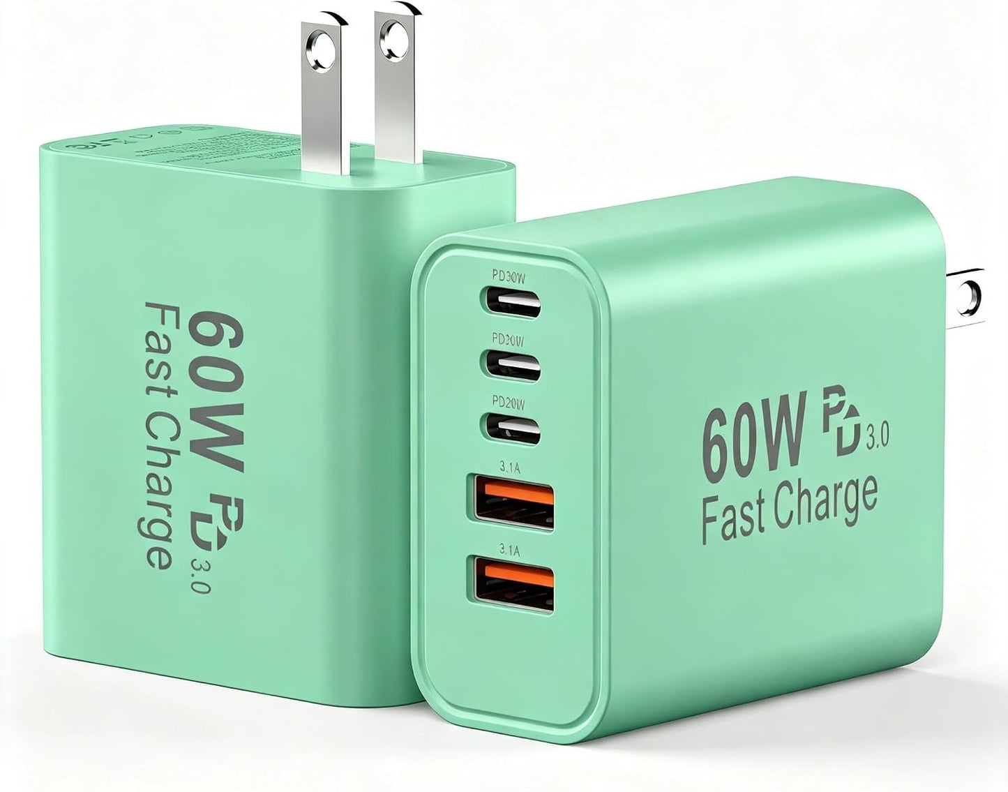 USB C Charging Blocks, 60W USBC Wall Fast Charger Block, Type C iPhone USB C Charger Fast Charging Brick, 5-Port Multiport Charger Plug Power Adapter for iPhone 17/16/15/14/13 Pro Max, iPad, GalaxyS25