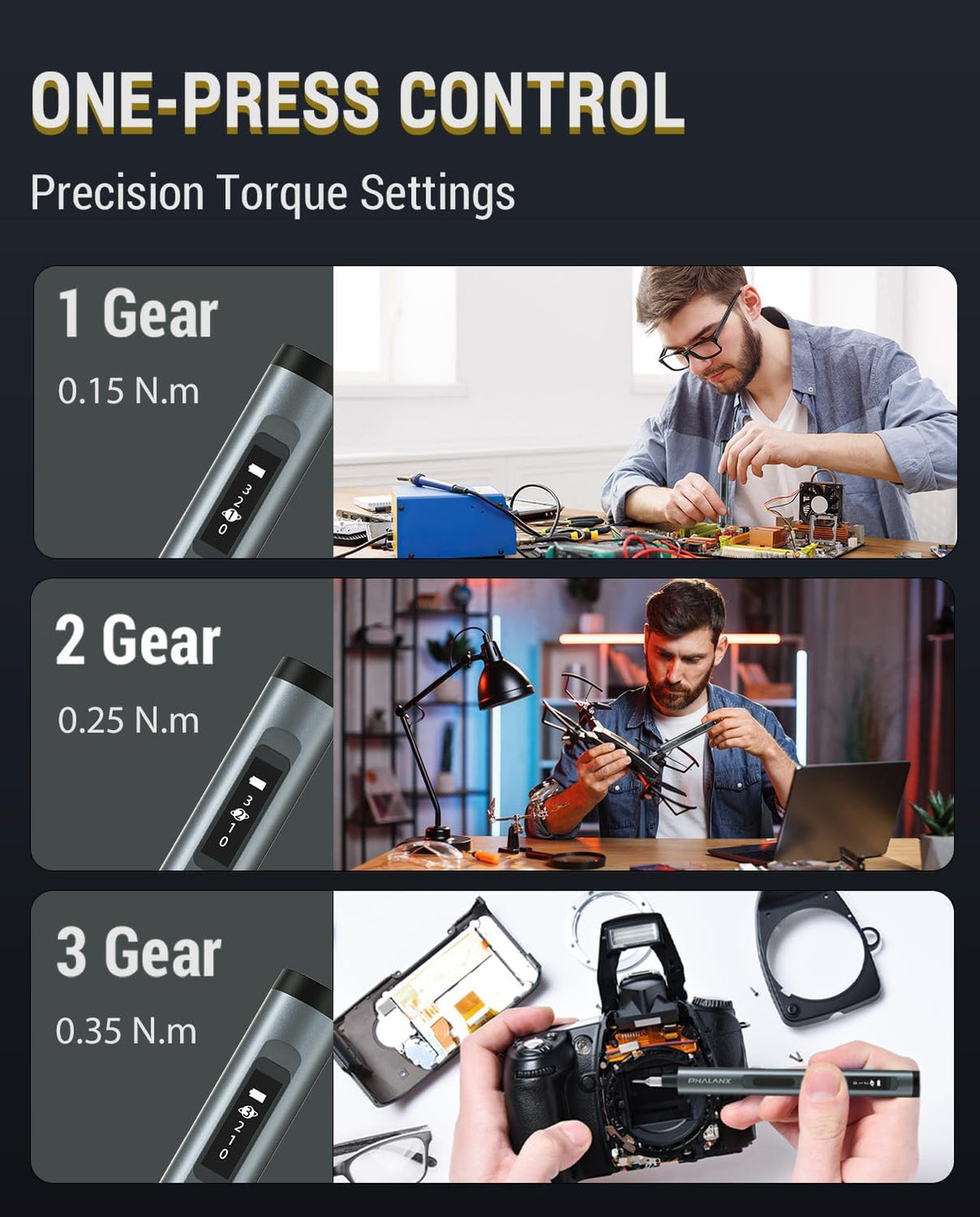 28-in-1 Electric Precision Screwdriver Repair Kit, Cordless, Grey | Type-C Rechargeable Power Tool, S2 Steel Bits, for Phone PC Electronics