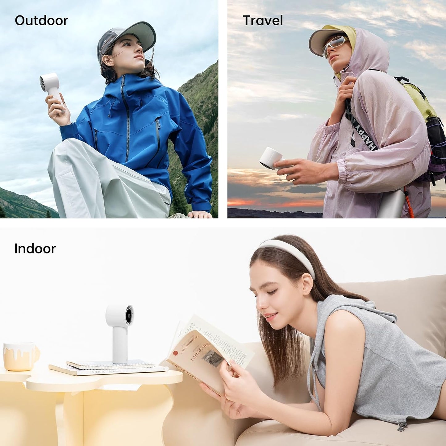 JISULIFE Handheld Turbo Fan Life10S, 28H Max Runtime, Strong Wind, Gray | For Travel, Beach & Concerts, Ultra-Quiet, 5000mAh Rechargeable Portable Fan, Powerful Cool Airflow, Gift for Women & Men