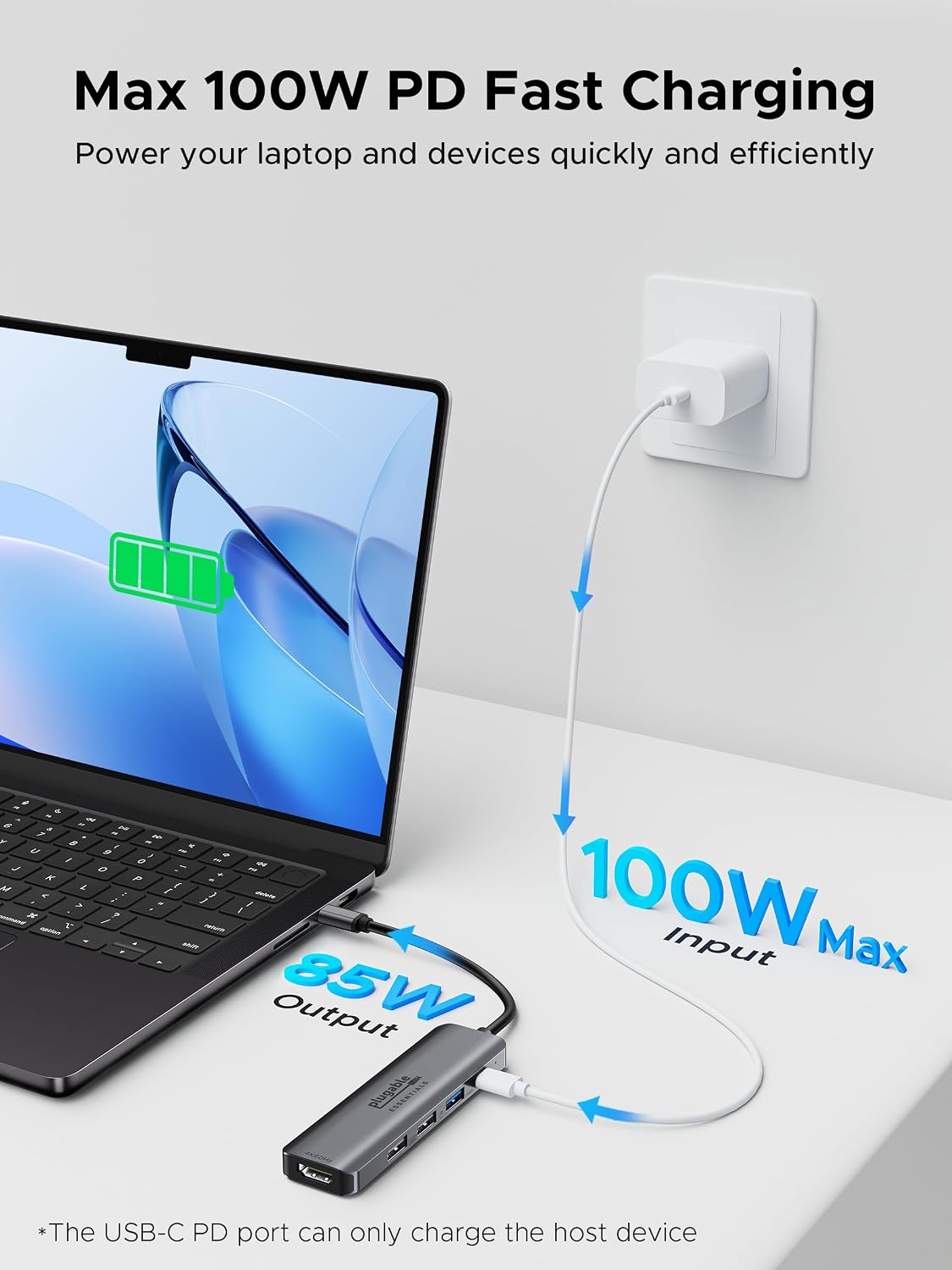 Plugable USB C Hub 5-in-1, USBC to HDMI Adapter 4K@60Hz, Multiport Adapter