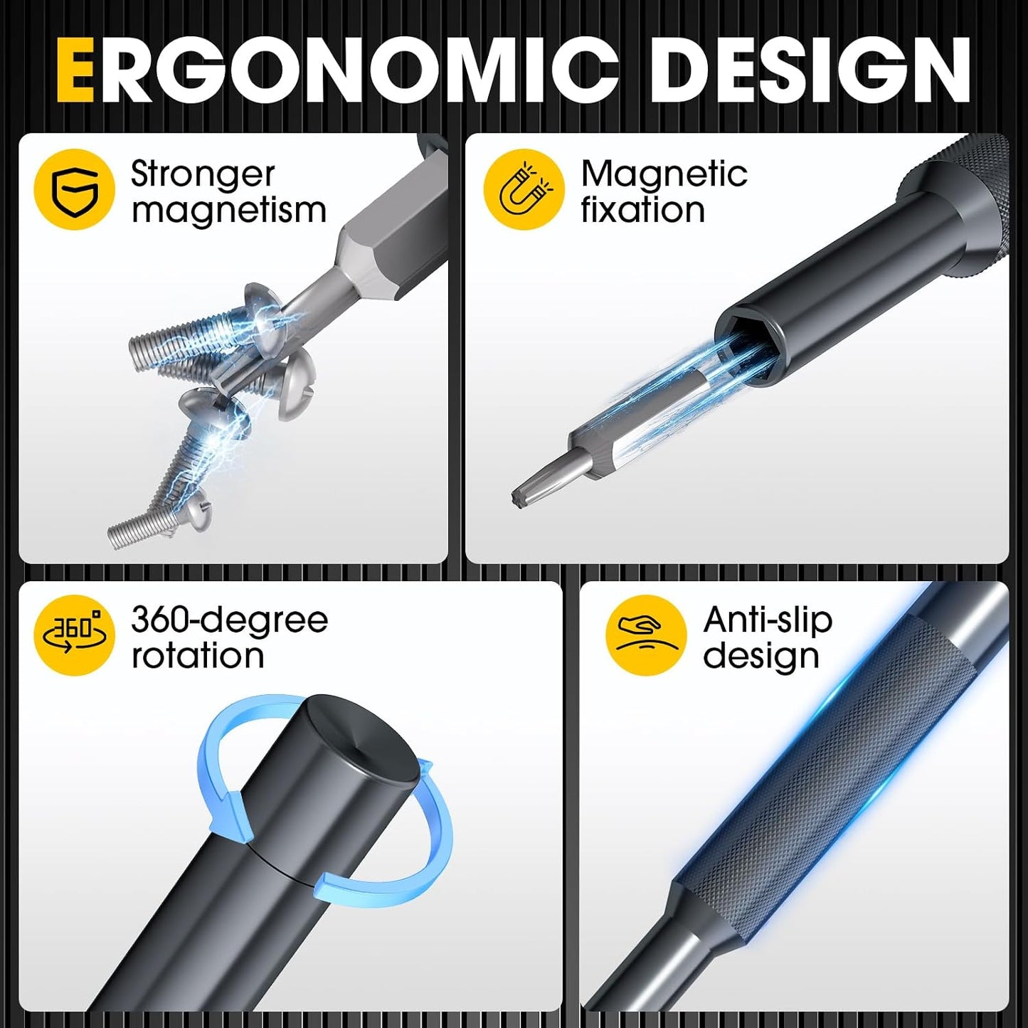 37-in-1 Precision Screwdriver Set, Magnetic Repair Kit for iPhone | Built for small electronics: Laptops, consoles, watches. Durable steel tips ensure perfect fit; prevent stripping screws.