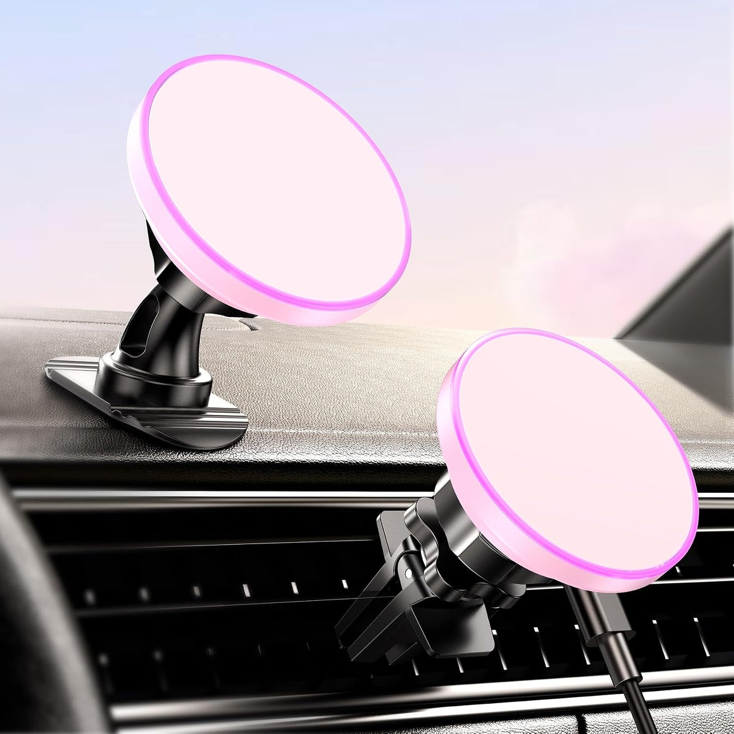 BHHB for iPhone 17 Magsafe Car Mount Charger, [2026 New] 15W 2in1 Magnetic Wireless Car Charger, fits for Magsafe Car Charger, Vent/Dashboard Phone Holder Mount for iPhone 17 16 15 14 13 12 Series