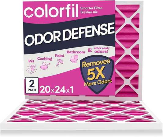 Colorfil 20x24x1 Air Filter (2-Pack) | Made in the USA | Color Changing | Remove Cat and Dog Odor | MERV 8 for Pet Hair Dander and Dust | 19.5"x23.5"x0.75" Exact Size