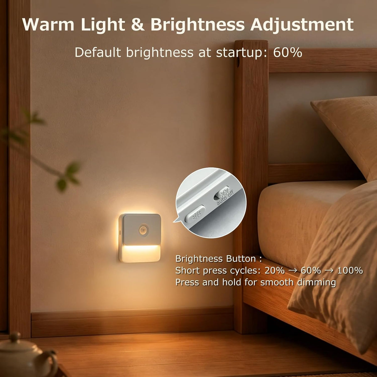 Backlit Warm White Rechargeable Motion Sensor LED Foot Light Auto On/Off