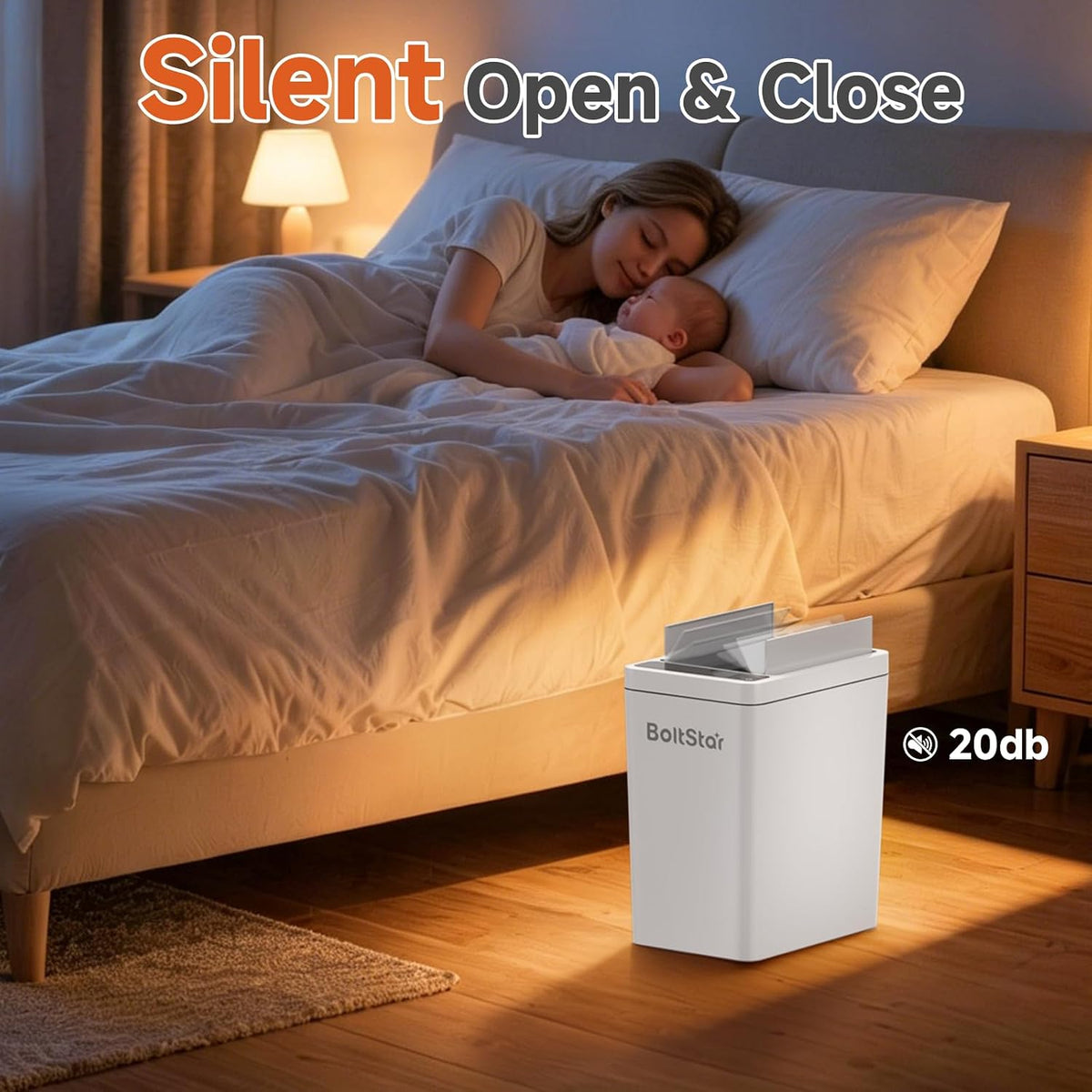 Solar Automatic Trash Can: 4 Gallon Motion Sensor Garbage Can, No Charging Required, Slim Smart Touchless Trash Bin with Lid for Bedroom, Living Room, Bathroom, Office, RV, White