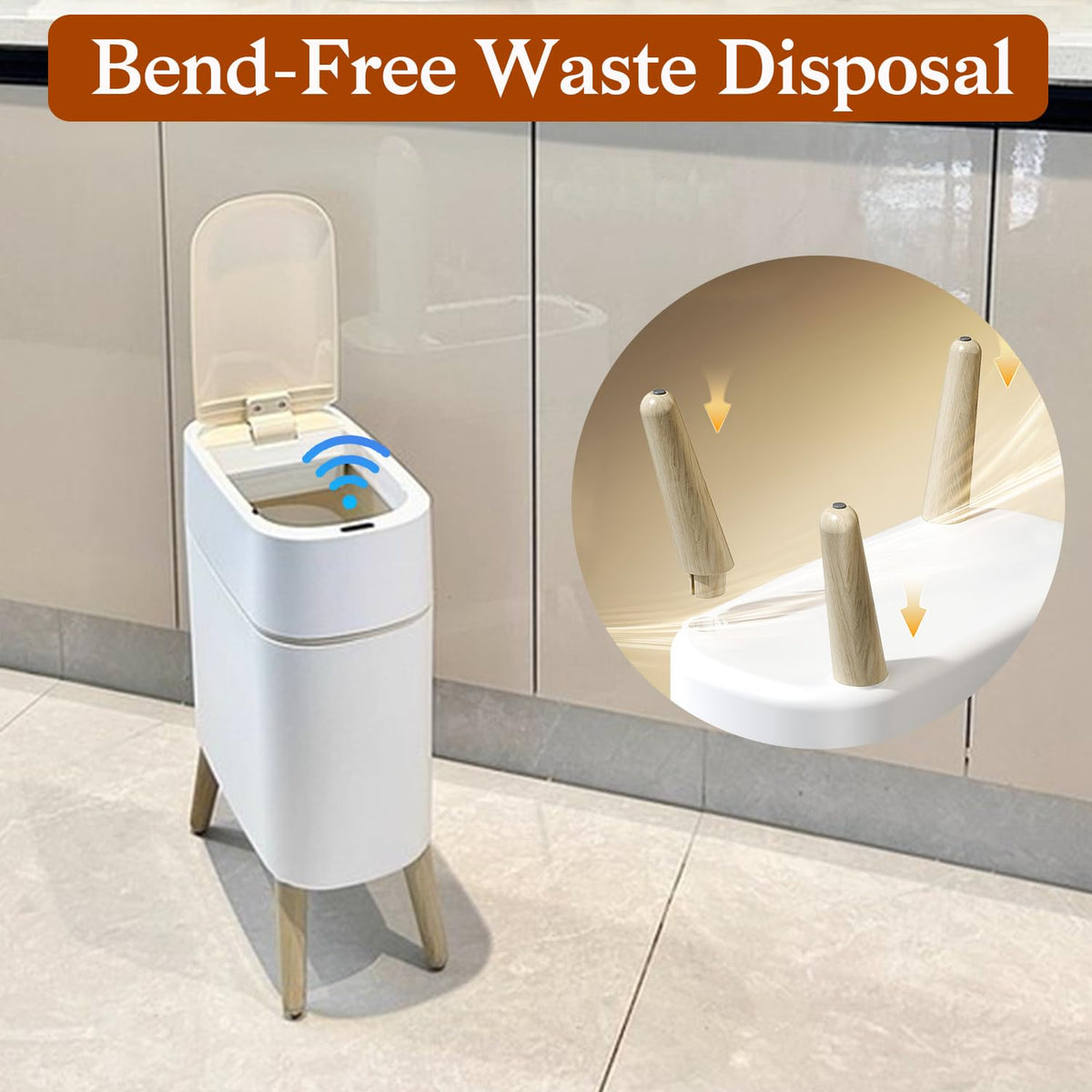 LALASTAR Small Bathroom Trash Can Automatic Touchless, Bathroom Garbage Can with a Lid, Motion Sensor trashcan for Bedroom, Kitchen, Office, 2.5 Gallon, White