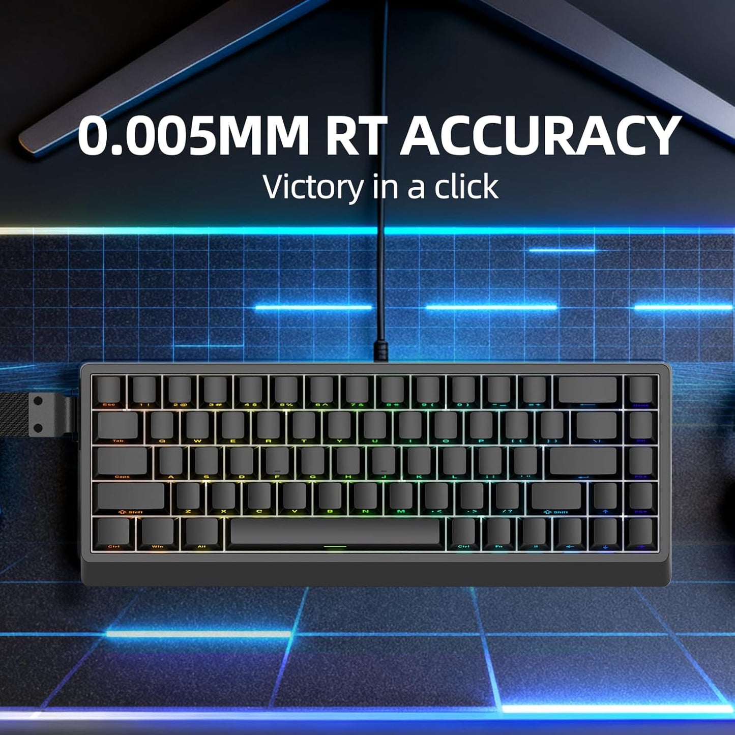 IROK ND68 68 Keys Wired Magnetic Switch Keyboard, 0.005MM RT Accuracy, 8KHZ Polling Rate/Latency As 0.125MS/256KHZ Single Key Scan Rate/ARGB，Hot Swappable,Gasket Structure Gaming Keyboard（Black）