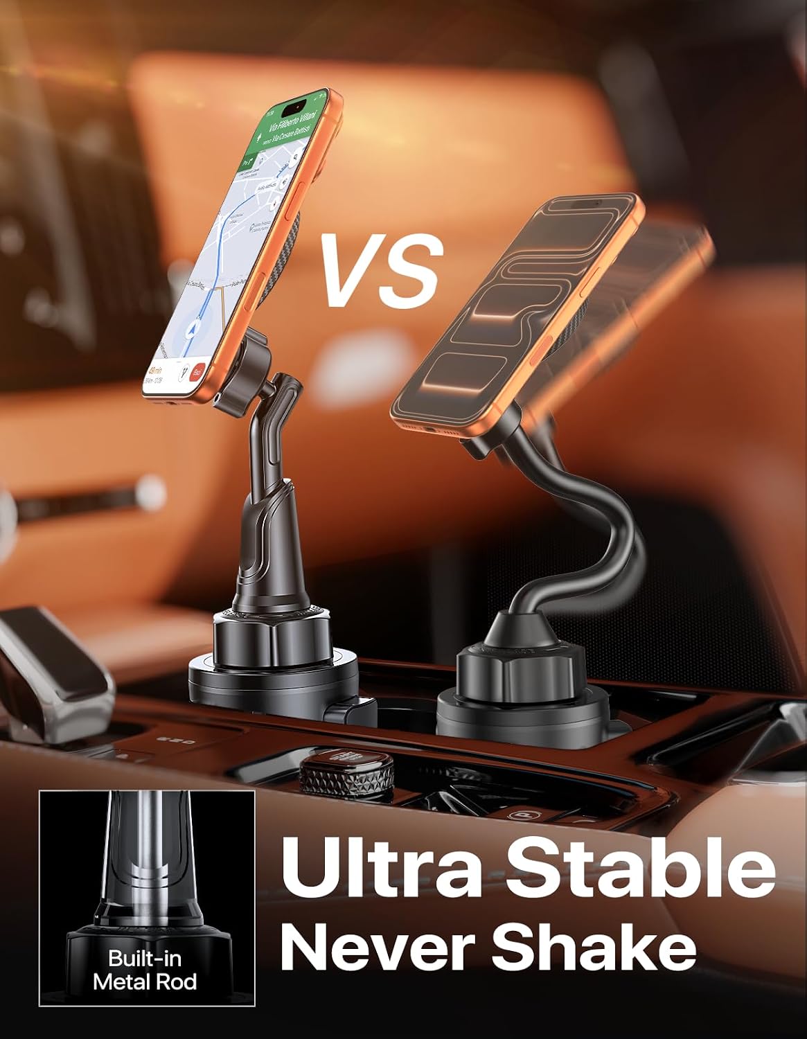 miracase for MagSafe Car Mount, [Strong Magnetic] 2026 Hands Free Phone Holders for Your Car, Universal Cup Holder Phone Holder for iPhone 17 16 15 14 13 12 Pro Max, Samsung & More Smartphones