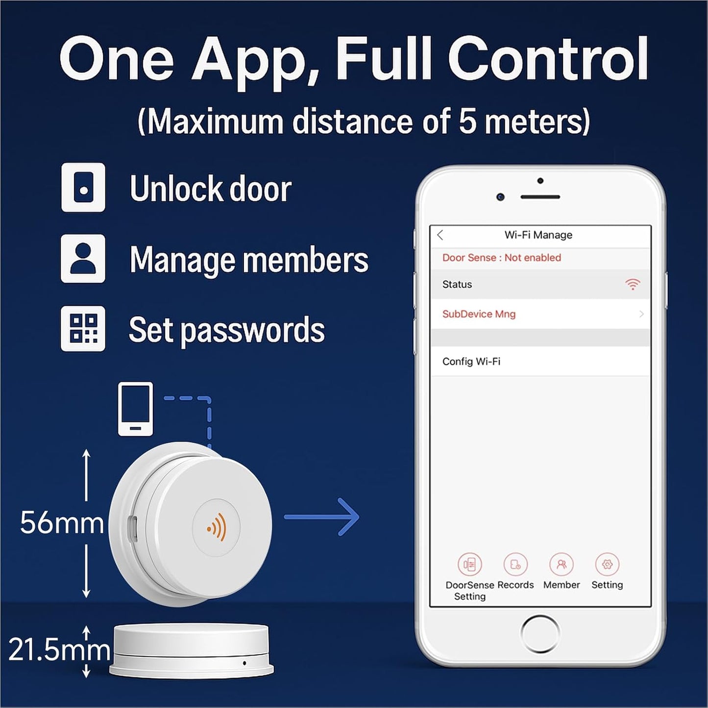 Wi-Fi Bridge (W100) & Door Sensor for WeHere Smart Lockboxes, Door Sensor for Business/Store/Home/Office Security, App Remote Check Door Close or Open