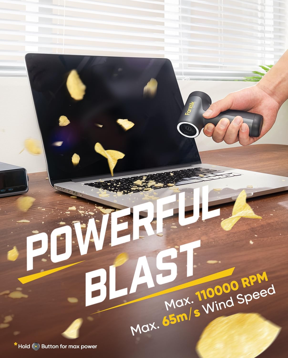 Fanttik B10 Pro Electric Air Duster (Grey) | 110,000RPM Brushless Motor, One-Tap Booster, 3-Speed Adjustable Control for PC, Keyboard & Electronics