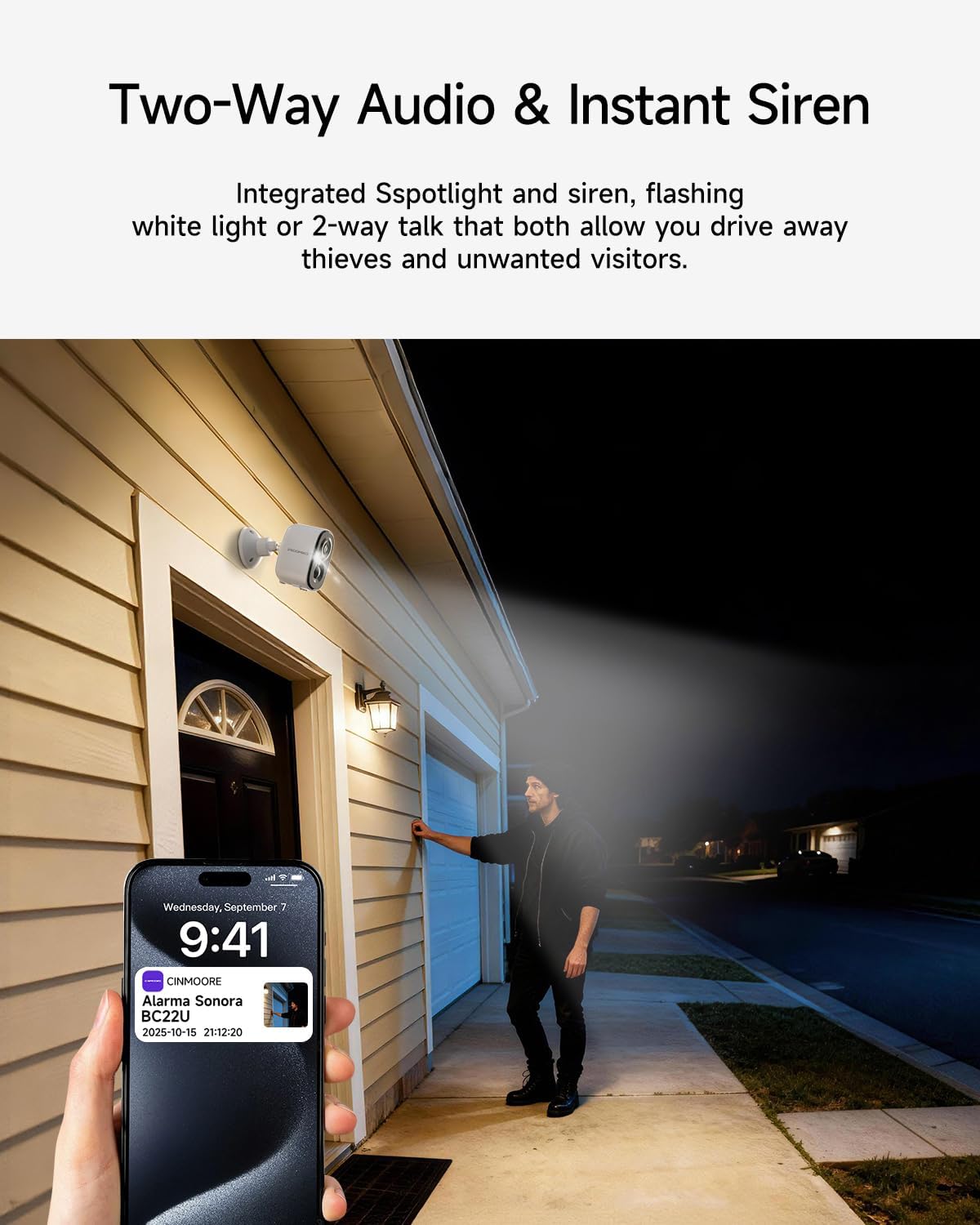 2 Pack 2.5K Security Camera Wireless Outdoor, 2.4G WiFi Battery Powered Outdoor Camera, Magnetic Mount Cameras for Home Security, Color Night Vision, Spotlight, Siren Alarm, 2-Way Talk