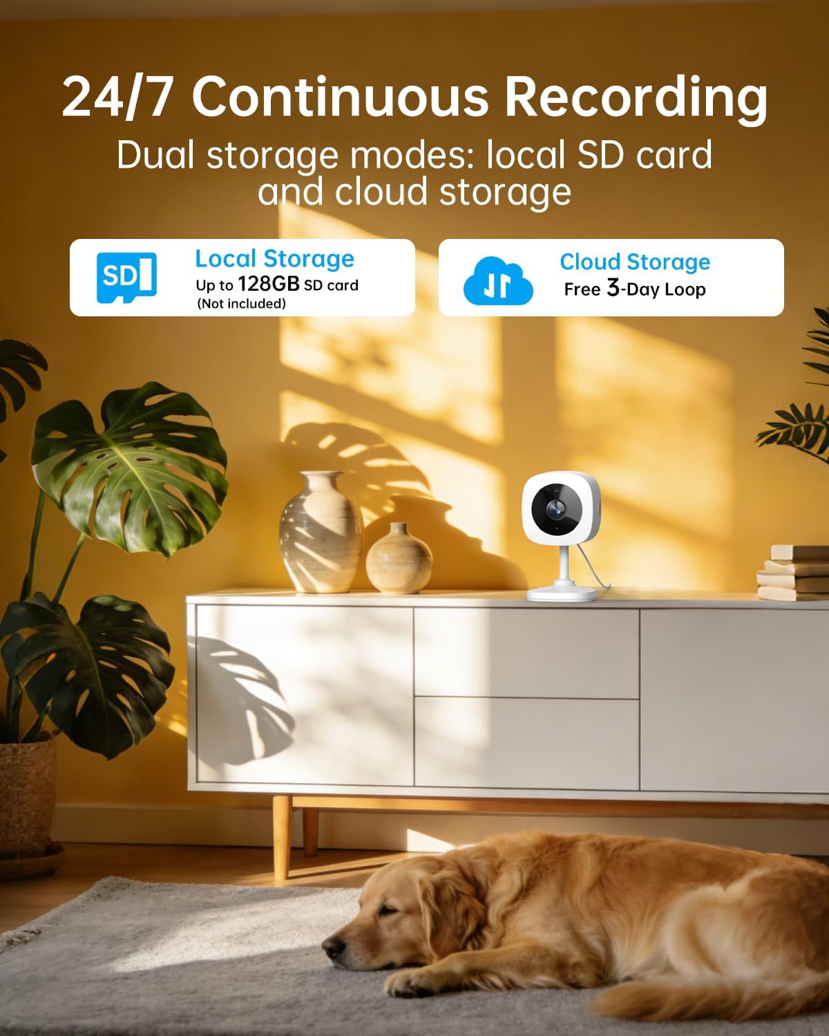 Armorcope WiFi Cameras for Home Security,2K Indoor Home Camera with AI Motion Detection,Night Vision, 2-Way Audio for/Pet/Dog/Baby Monitor, Cloud & 24/7 SD Recording, Phone App