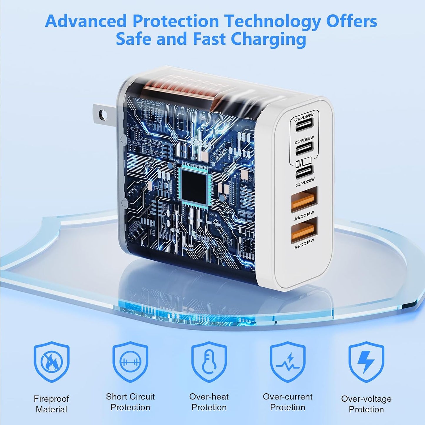 QZIIW USB C Wall Fast Charger Block, 100W 5-Port Type C Fast Charging Block | 3 Pack-PD Power Charger Adapter QC 3.0 USB Multiport Charger Brick For iPhone 17 16 , Samsung series MacBook/Air, iPad, etc.