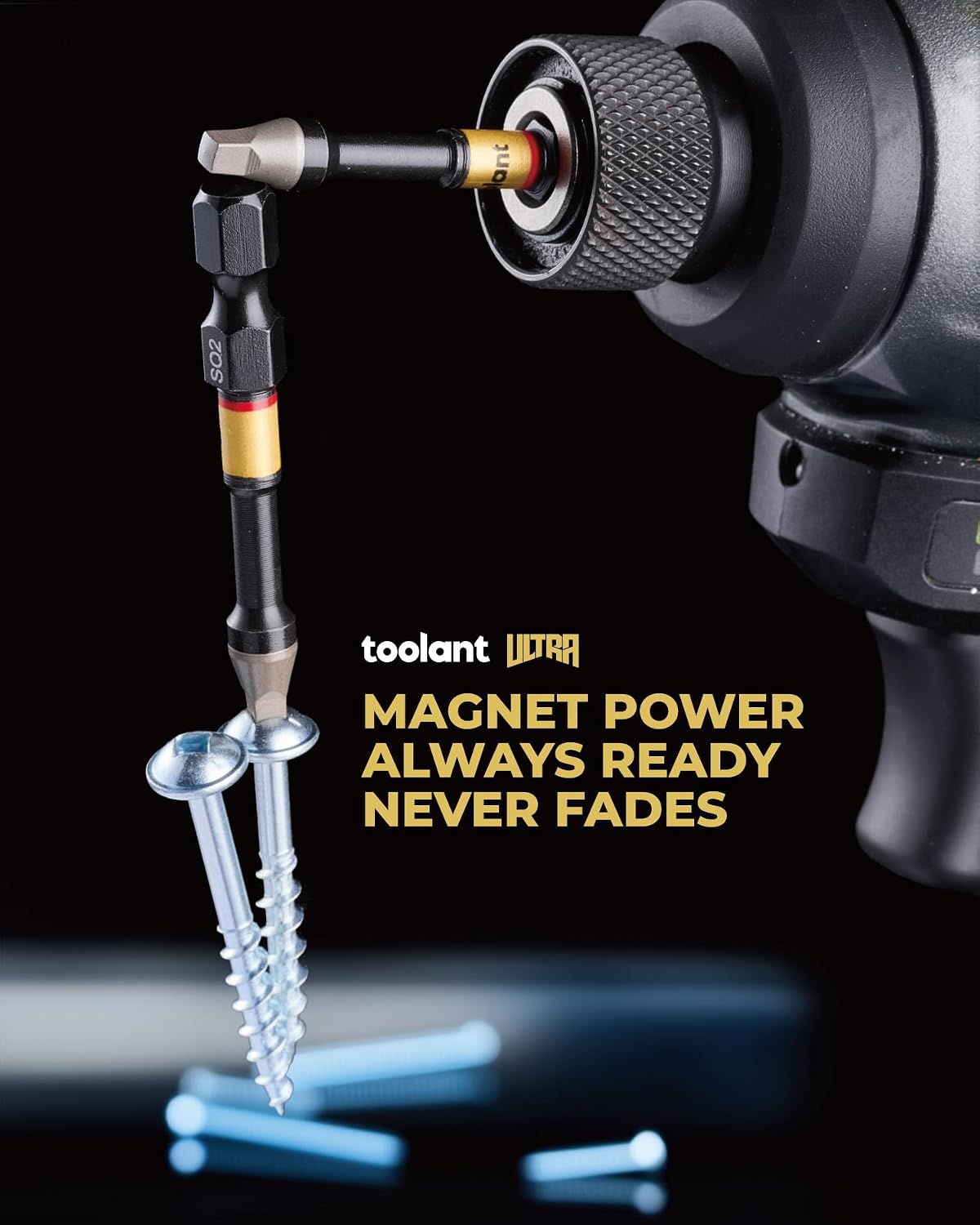 toolant SQ2 2" Magnetic Square Impact Bits, 10-Piece Set | Impact Steel X2 and CNC-machined micro-textured tips help resist cam-out under torque.