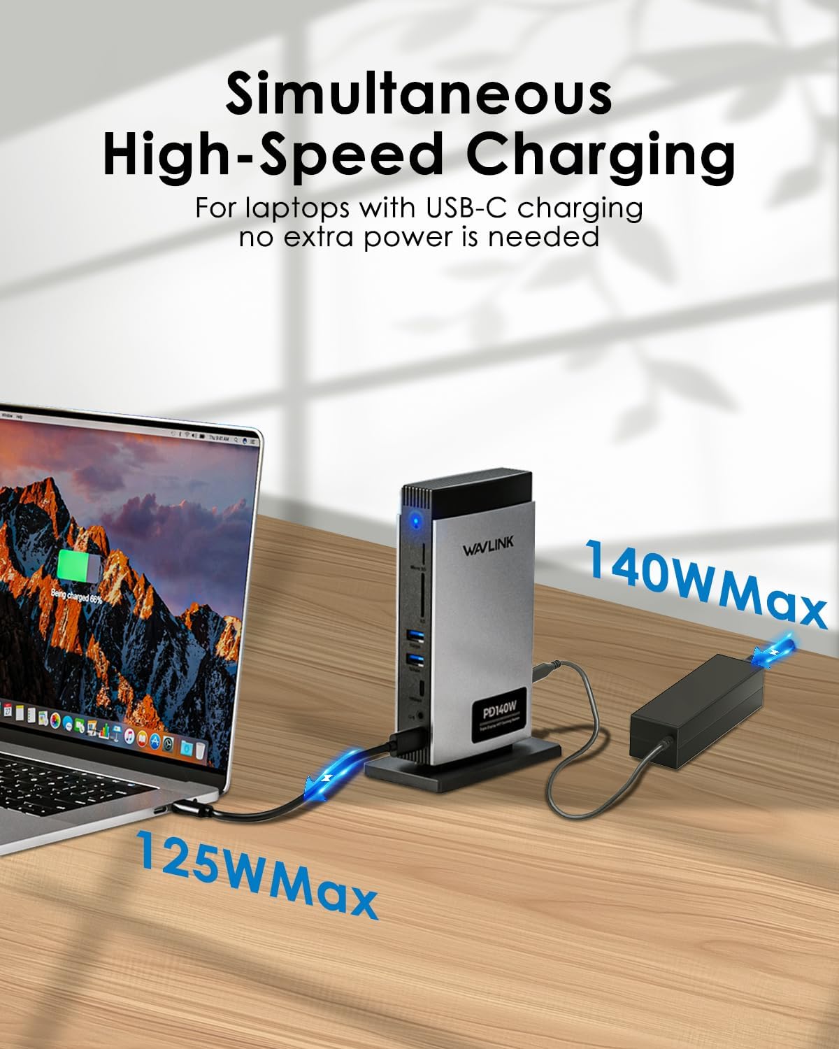 WAVLINK Laptop Docking Station 3 Monitors, 11-in-1 USB C Docking Station with 125W PD3.1 Pass-Through & Power Adapter, HDMI + 2* DP, Max Resolution: Single 8K or Triple 4K, for MacBook M1–M4 & Windows