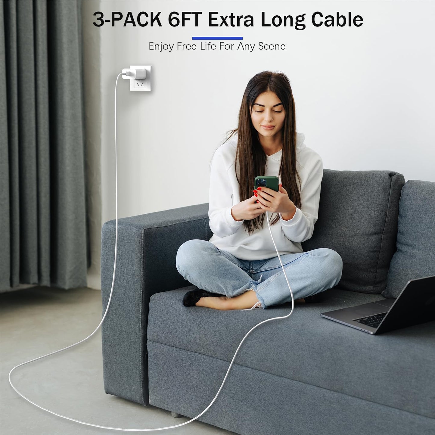 【Apple MFi Certified】Fast Charger iPhone,Fast i Phone Charging Cord 3Pack iPhone Charger Fast Charging Plug Block 6FT USB C to Lightning Cable for iPhone 14/14 Pro Max/Plus/13 Mini/12/11/XR/XS,AirPods