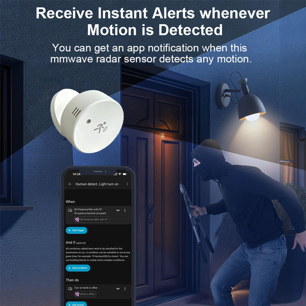 Zigbee Presence Sensor, Built-in Temperature, Humidity and Light Sensor
