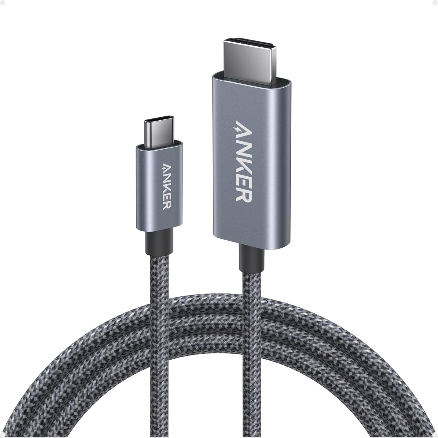 Anker HDMI Cable, 4K@60Hz Ultra-Fast USB C to HDMI Cord, 6ft | Nylon-Braided Cable with Advanced Shielding, HDR, Thunderbolt 5/4/3 Compatible, for MacBook, iPad, iPhone, HD TV, Black