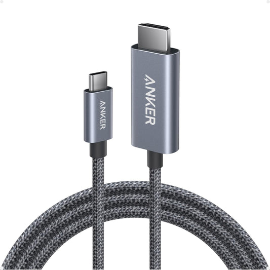 Anker HDMI Cable, 4K@60Hz Ultra-Fast USB C to HDMI Cord, 6ft | Nylon-Braided Cable with Advanced Shielding, HDR, Thunderbolt 5/4/3 Compatible, for MacBook, iPad, iPhone, HD TV, Black