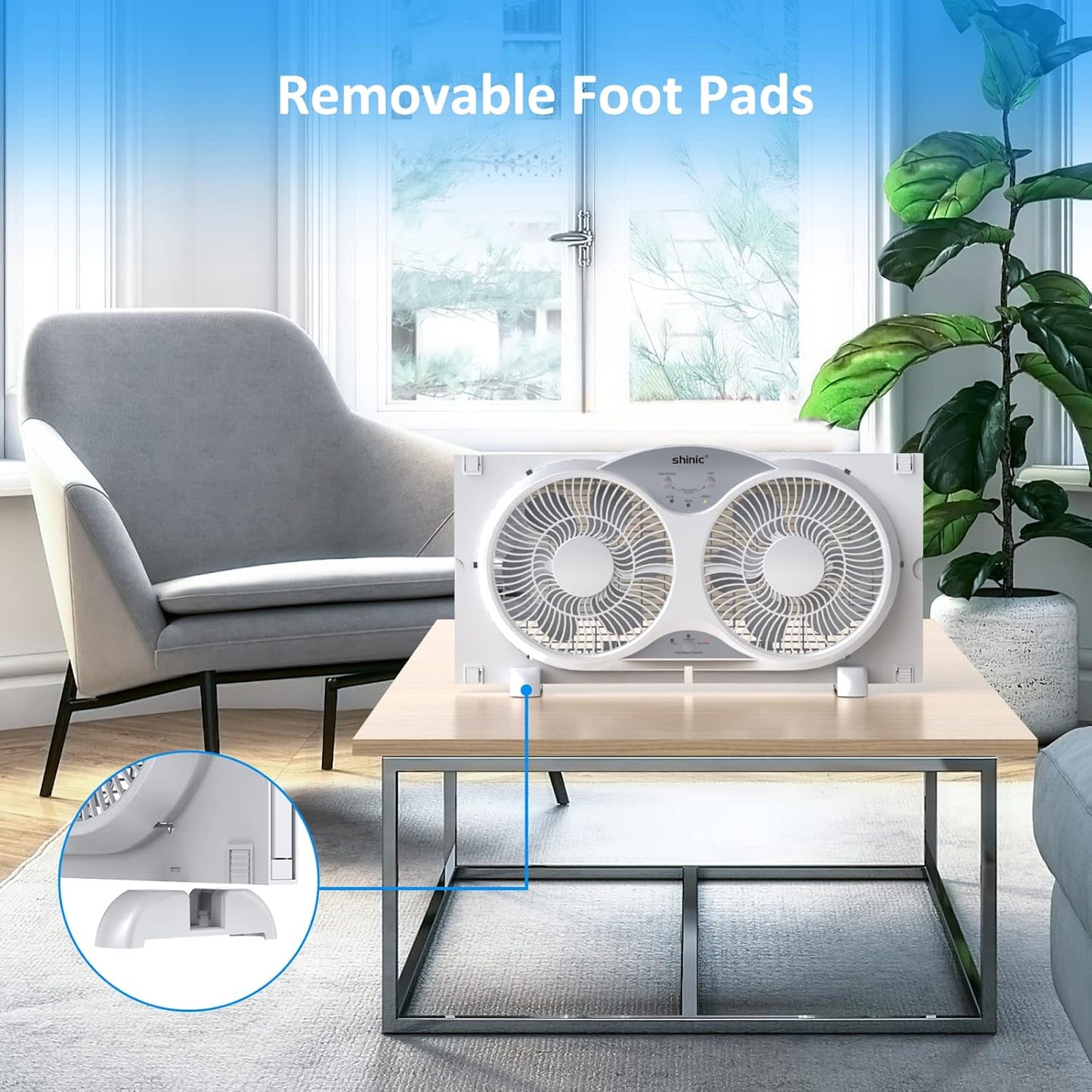 shinic 2026 9 Inch Twin Window Fan – Quiet, Reversible Airflow, with Removable Cover and Bug Screen, 3 Speeds, Adjustable Width 23.5"-37", ETL Certified for Bathroom/Kitchen, ETL Certified