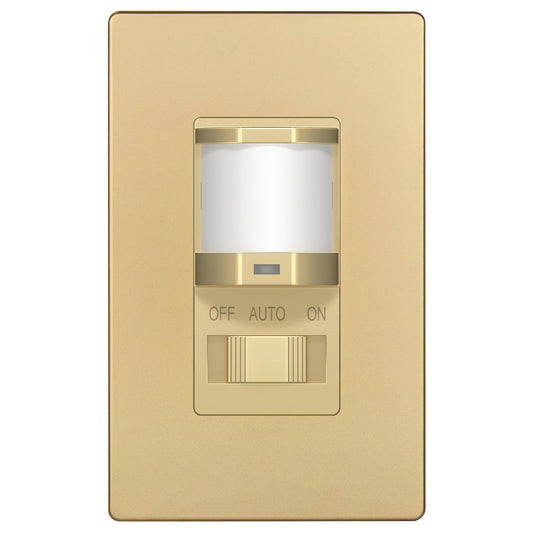 TOPGREENER Occupancy/Vacancy PIR Motion Sensor Light Switch, Gold, 1 Pack