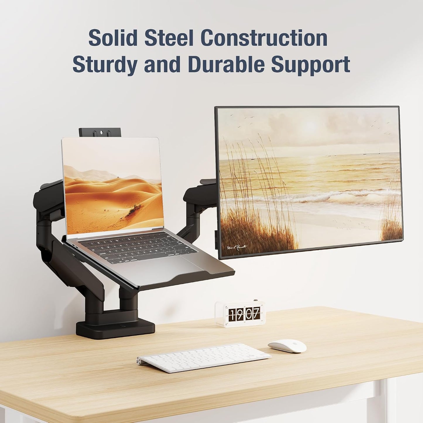 AVLT Adjustable Laptop Tray with Support for Fans Black (Fan Not Included) | Compatible with VESA 75x75 Monitor Arm - Suitable for Laptops Up to 17Inch - Weighs 4.41lbs for 120mm Fan