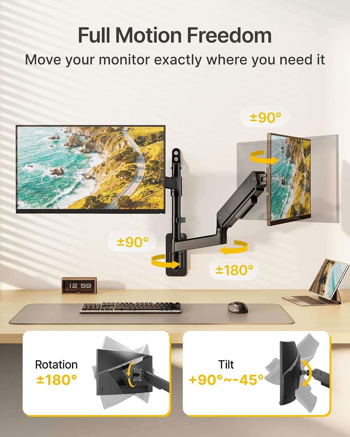 monTEK Vertical Dual Monitor Wall Mount for 17-35" Screens, 35.2 Lbs Each