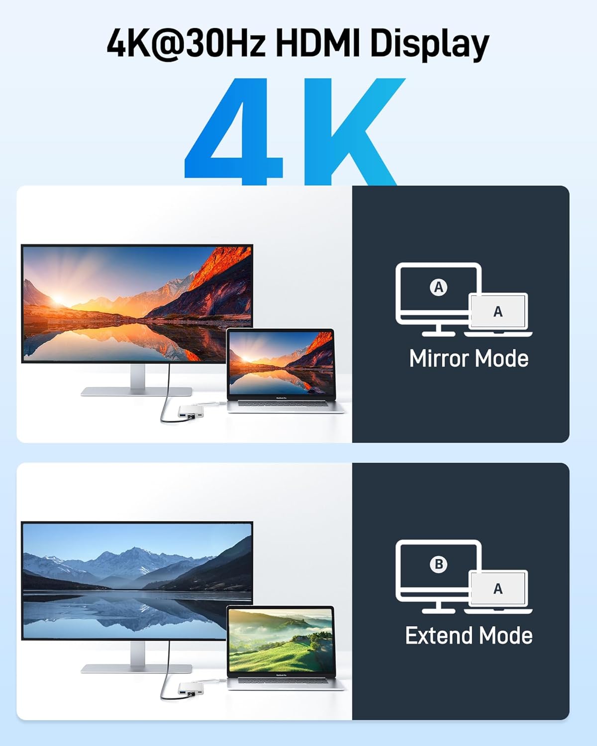 Acer USB C to HDMI Adapter, 4K USB C Hub with 100W PD for Laptop/Monitor/TV