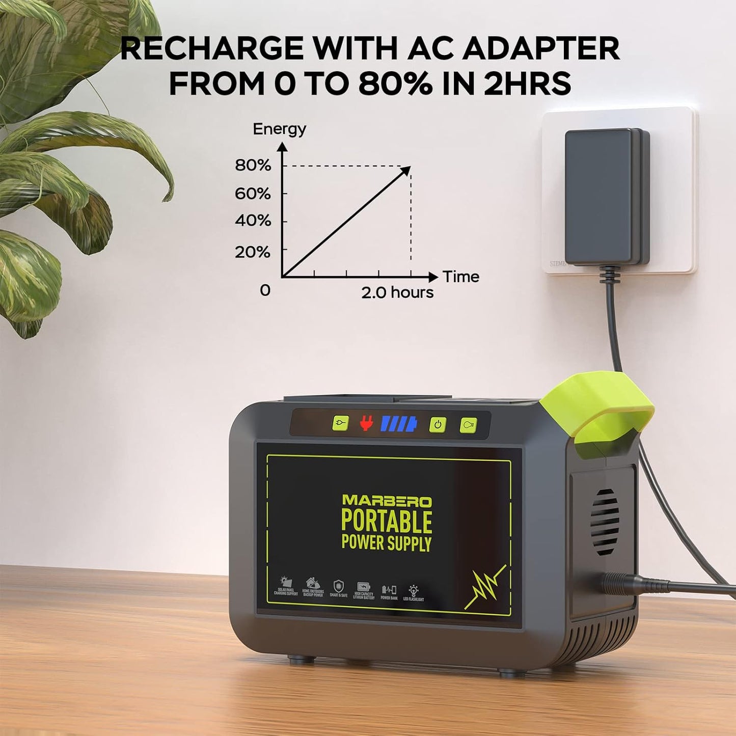 MARBERO Portable Power Station 88Wh, 120W Surge, Solar Generator 24,000mAh | Power Bank with AC Outlet 110V Portable Generator, 8 Output Ports for Camping Home Backup Outdoor Emergency Hunting Fishing