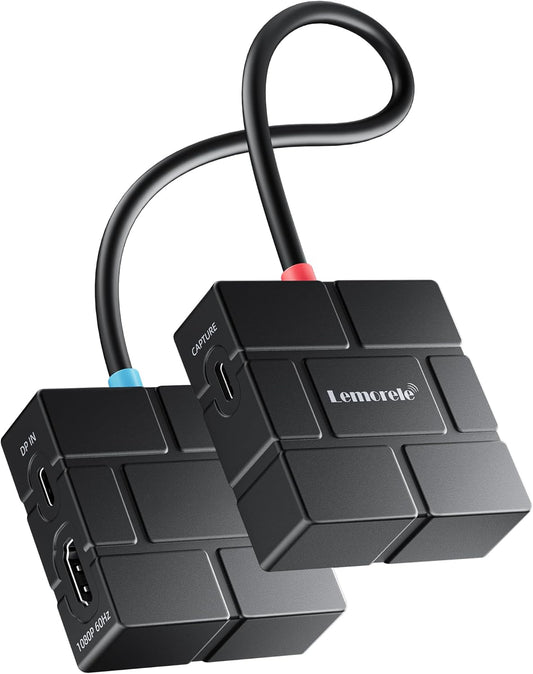 Lemorele USB-C Video Capture Hub 1080P 60FPS Capture Card with HDMI Loopout | Dual 100W PD Charging, Built-in USB-A Port for peripherals, Compatible with Switch, Steam Deck, Phones, Tablets, PC, Mac, OBS