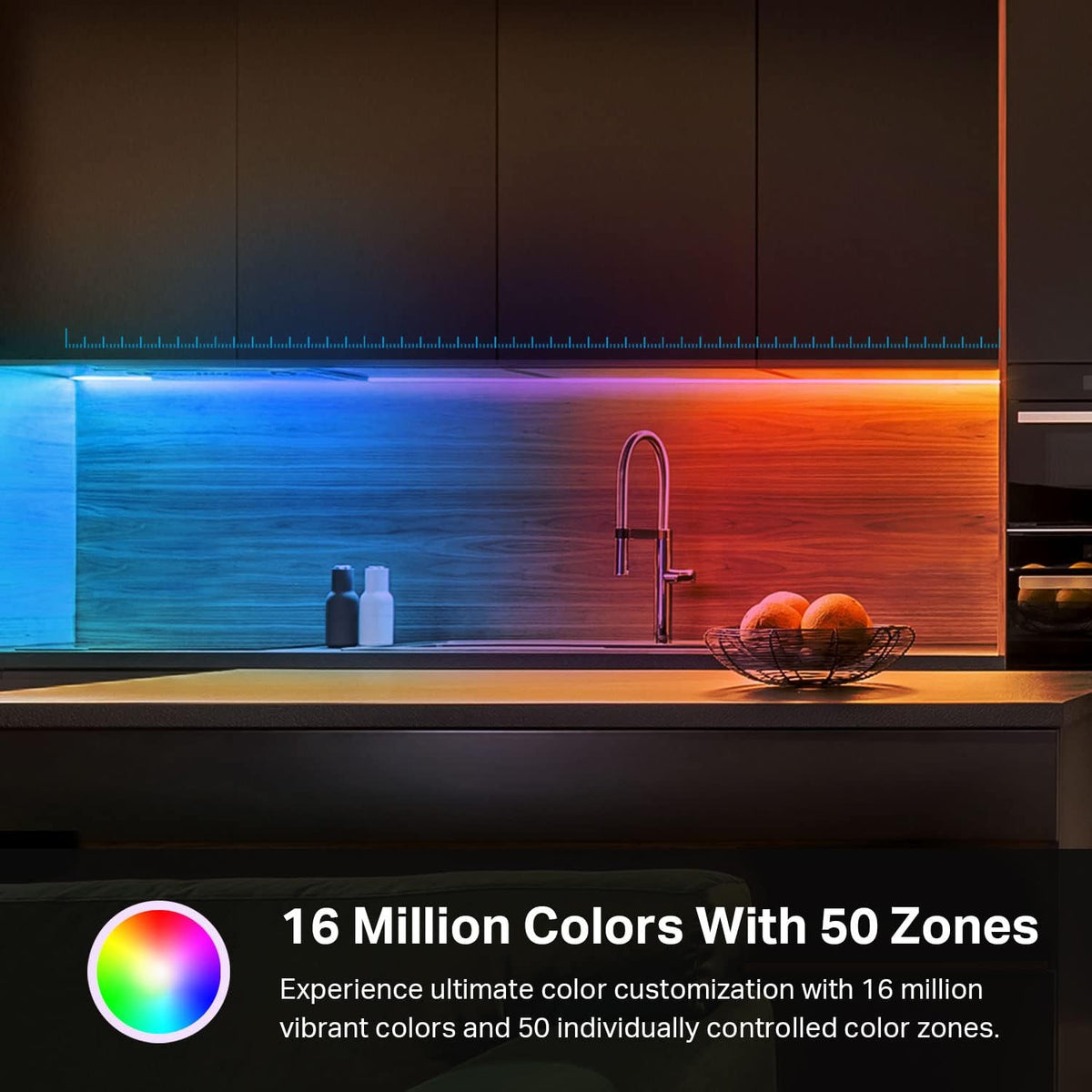 Kasa Smart LED Light Strip, 50 Color Zones RGBIC, 16.4ft Wi-Fi LED Strip Works w/ Alexa, Google Home & SmartThings, High Brightness, 16M Colors, PU Coating, Trimmable, 2 Yr Warranty (KL420L5)