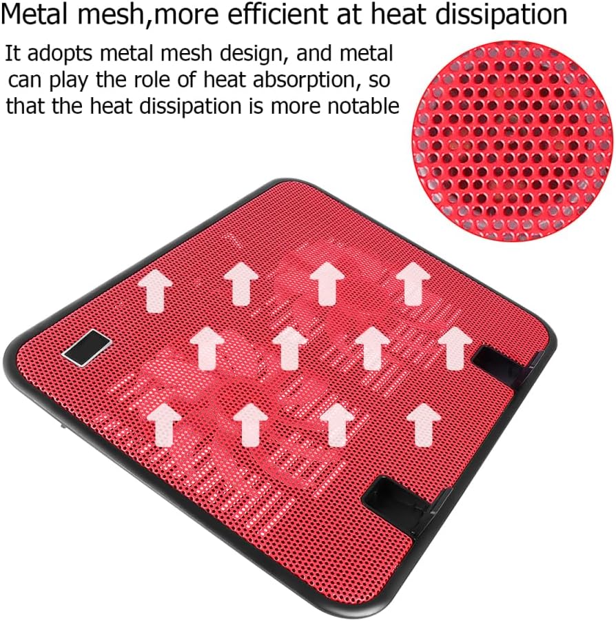 TEHAUX Notebook Cooler Dual Fan USB Laptop Cooling Pad Slim Lightweight Laptop Slim Stand with 8/16 Adjustable Angles Anti-Slip Panel for Office Travel Bed and Gaming Use