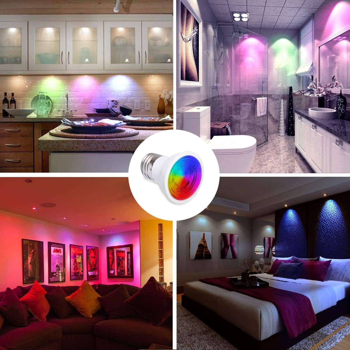 ILC PAR16 LED Light Bulbs 40 Watt Equivalent Color Changing E26 Screw Beam Angle 45°, 12 Colors Warm White 2700K RGB LED Spot Light Bulb with 5W Remote Control 120V (Pack of 4)