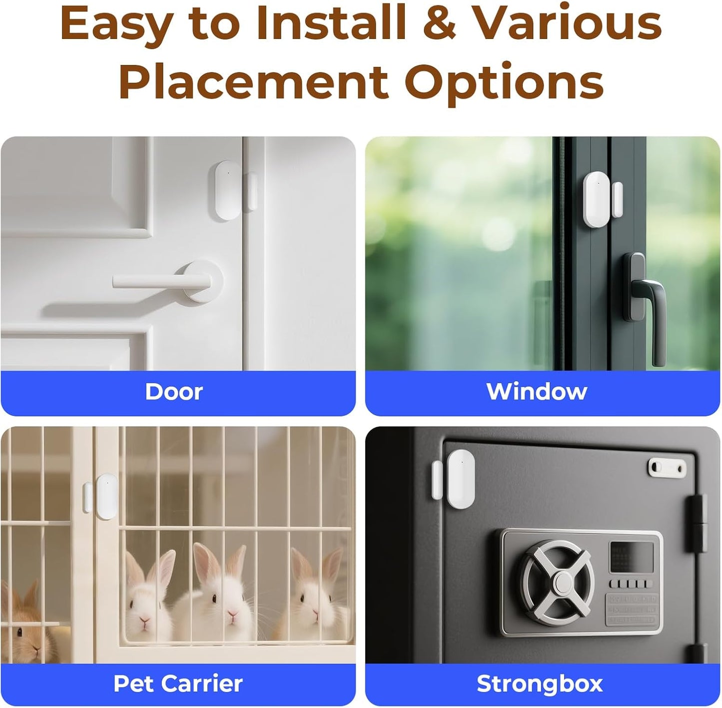 Wireless Door Window Sensor Alarm for Kids Safety, Door Sensors Replacements,Alarm Host/Siren Required（Wireless 433MHz Connection (4 Pack)