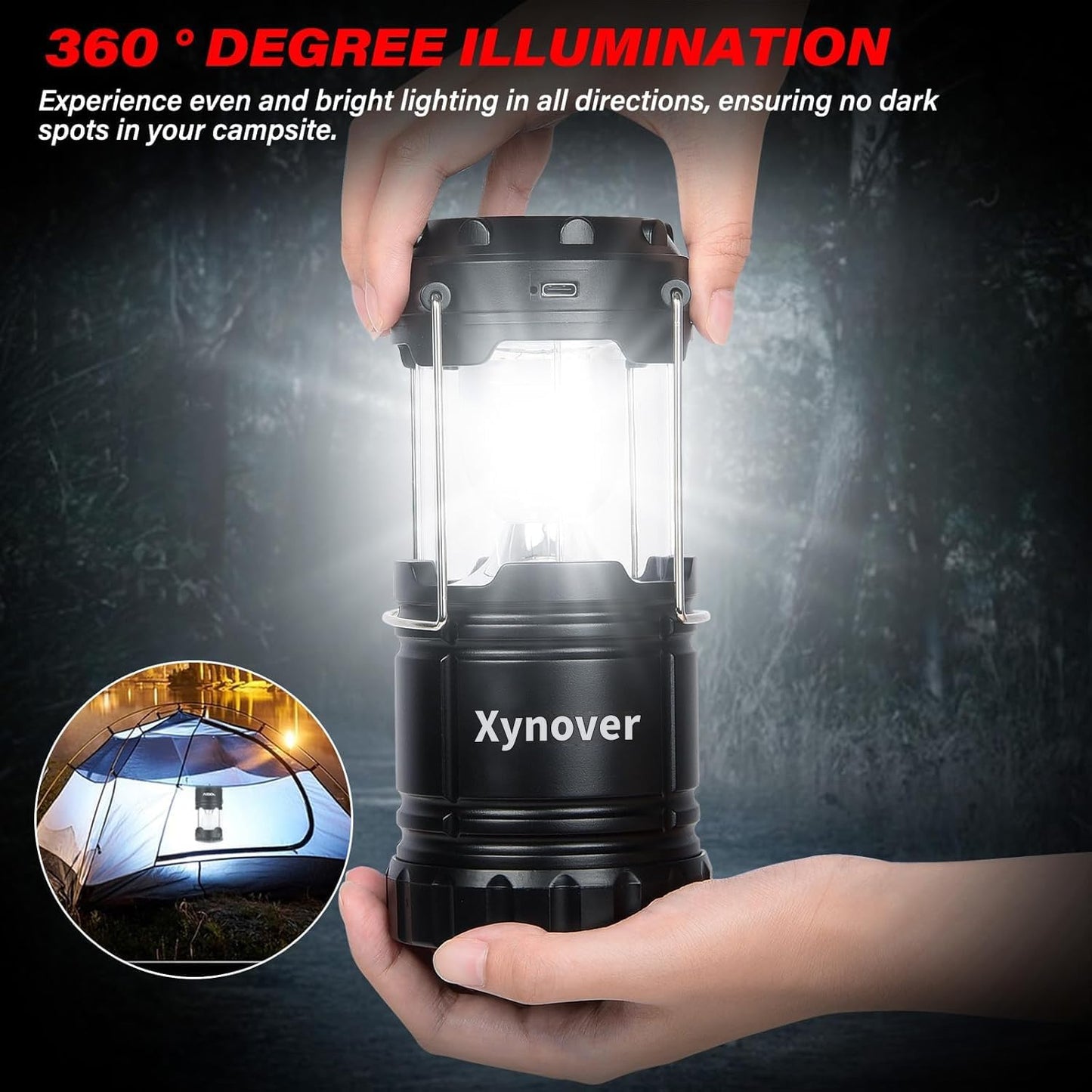 4-Pack Solar Camping Lanterns,Rechargeable LED with USB/Solar/AA Battery,Magnetic Base,Hanging Hook,Collapsible, Waterproof for Emergency, Hiking,Hurricane,Campsites,Lanterns for Power Outages