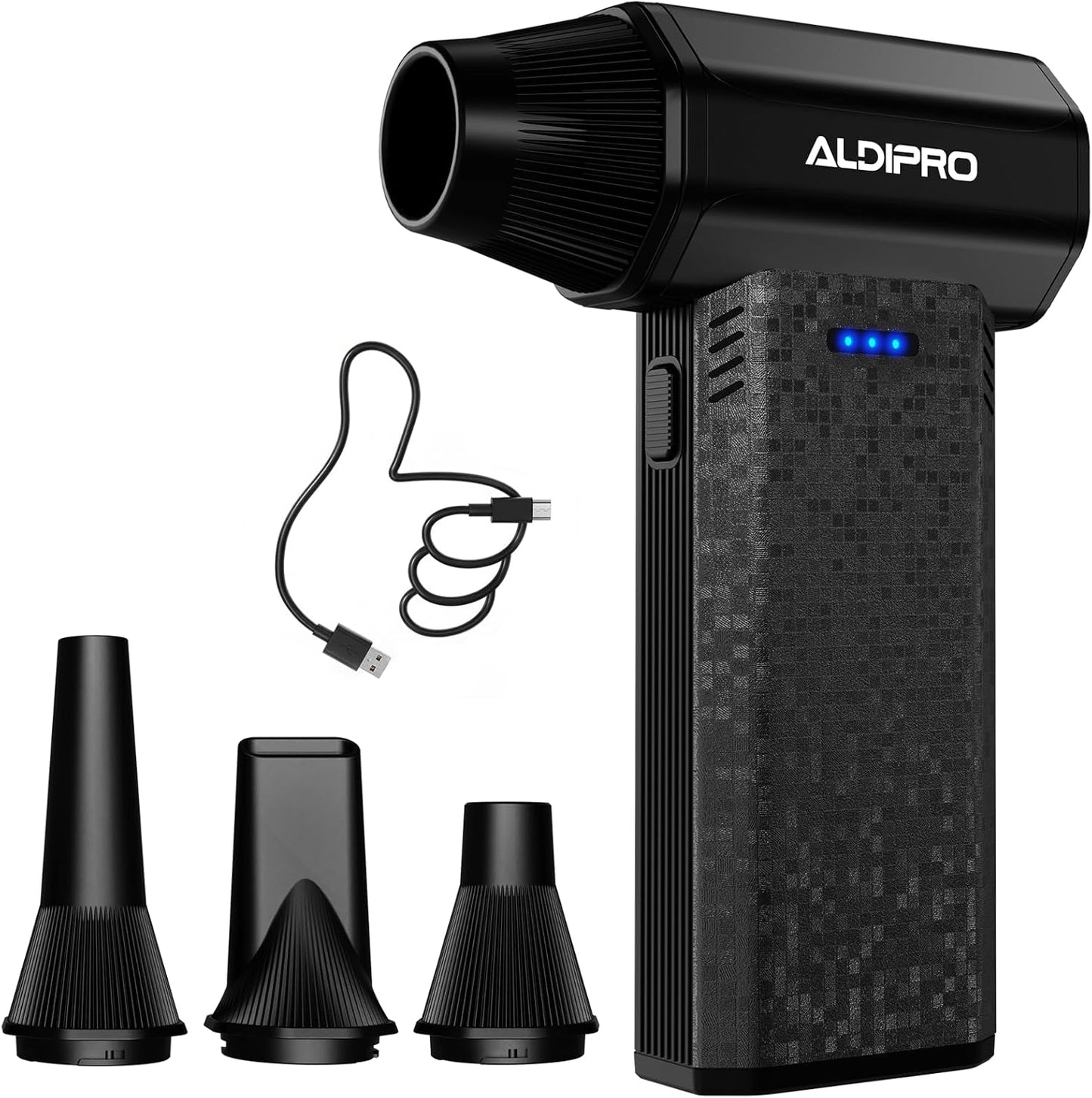 110000 RPM Brushless Compressed Air Duster for Deep PC Keyboard Cleaning | Air Duster with 4 Custom Nozzles for All Electronics, Car Interiors & Any Narrow Crevice, Reusable Canned Air Spray