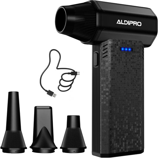 110000 RPM Brushless Compressed Air Duster for Deep PC Keyboard Cleaning | Air Duster with 4 Custom Nozzles for All Electronics, Car Interiors & Any Narrow Crevice, Reusable Canned Air Spray