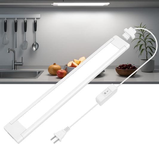 maylit 14-Inch Plug-in Under Cabinet LED Light Bar, Cool White | Ultra-Bright Wired Lighting for Kitchen Cabinets, Counters, Workbenches, Desks and Shelves with Renter-Friendly Installation