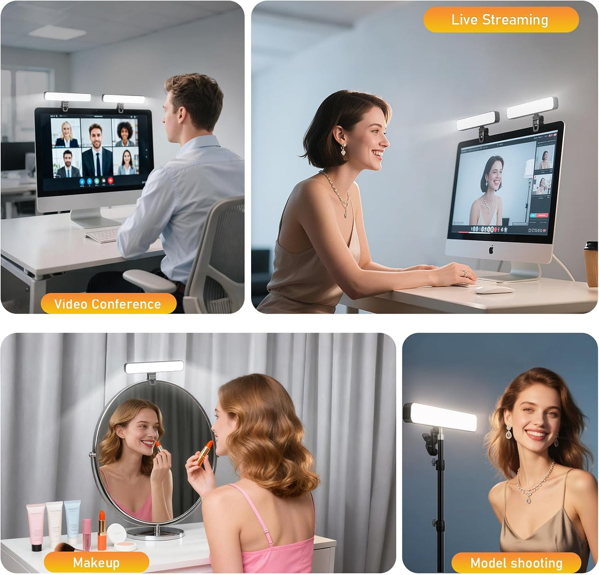 ALTSON 16W 2PCs Video Conference Lighting, LED Streaming Light Clip-On, Zoom Lighting for Computer Monitor Webcam Laptop, Desk Ring Light for Video Recording Podcast, Eye-Caring&360° Rotary Backlight