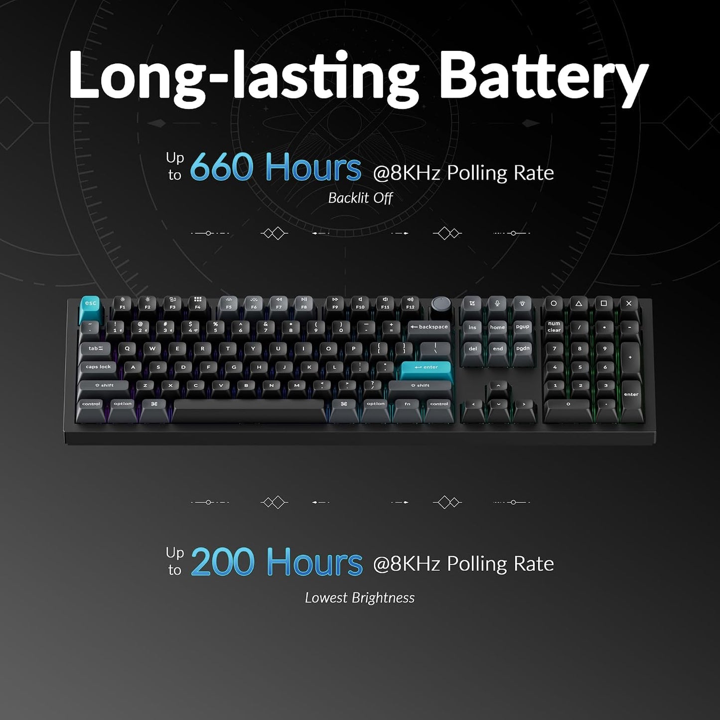 Keychron Q6 Ultra 8K Polling Rate Aluminum Wireless Mechanical Keyboard, 2.4 GHz/Bluetooth/Wired Full-Size Custom RGB, Hot-Swappable Silk POM Red Switch for Mac Windows Linux - Black