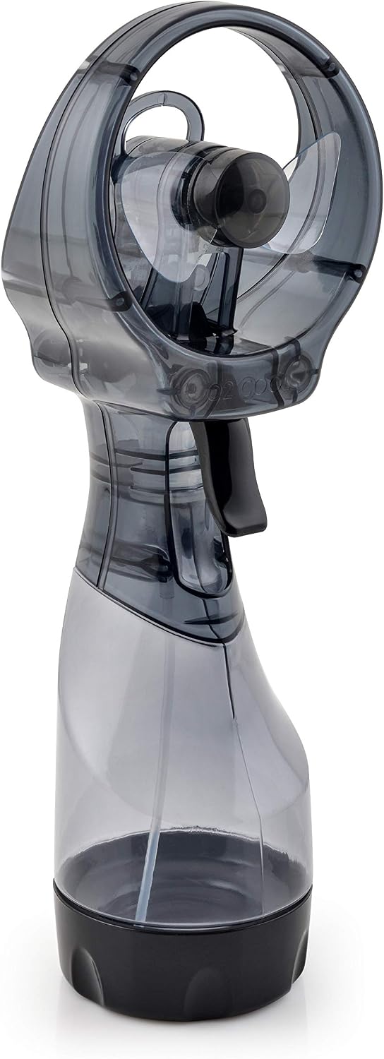 O2COOL Deluxe Handheld Misting Fan Battery Powered Grey | Yes
