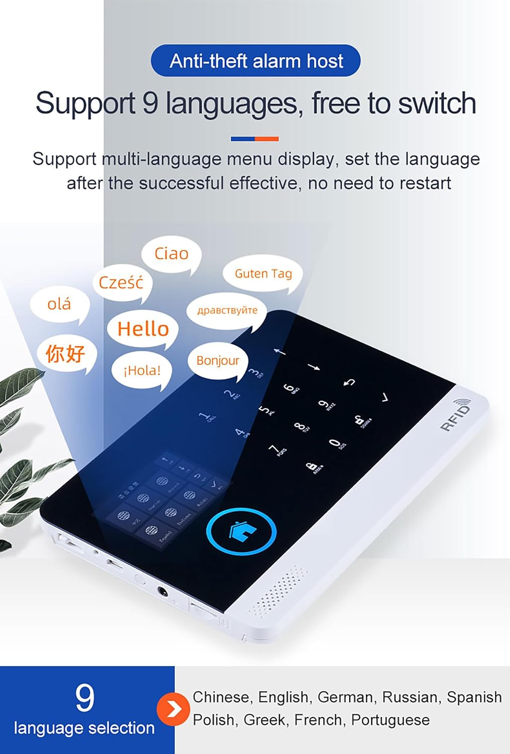 2G/4G Wireless Home Alarm Security System 9PCS 433MHz LCD Display with Host Remote Controls Alarm Window Door Sensor WiFi+GSM Auto Dial Alarm Compatible with Alexa Google Home Voice Control